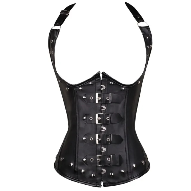 European and American Leather Court Corset Black - Shop at LoveMi