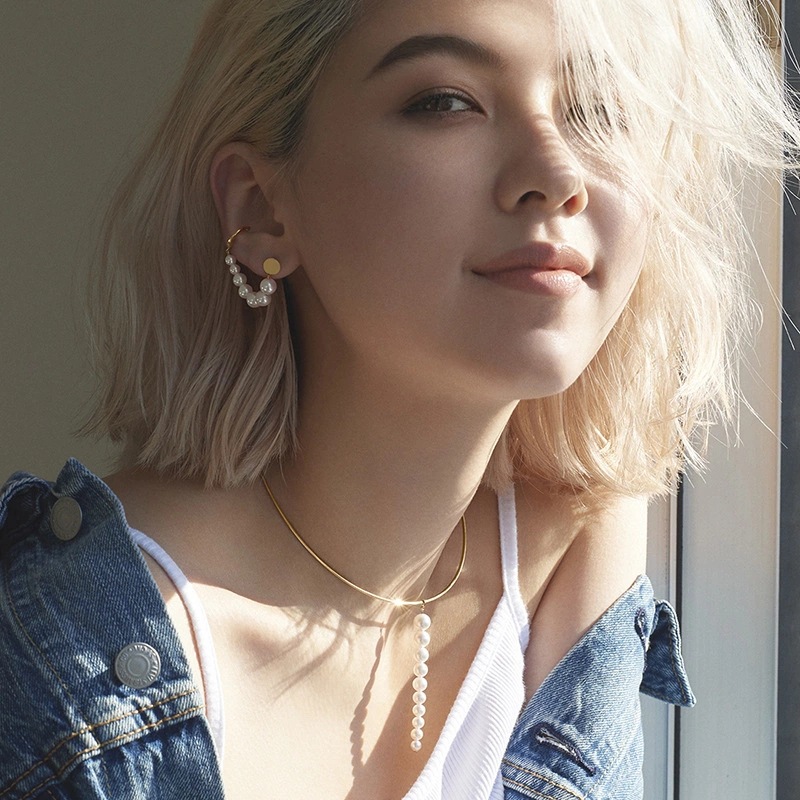 Lady's Temperament Pearl Integrated Ear Bone Clip