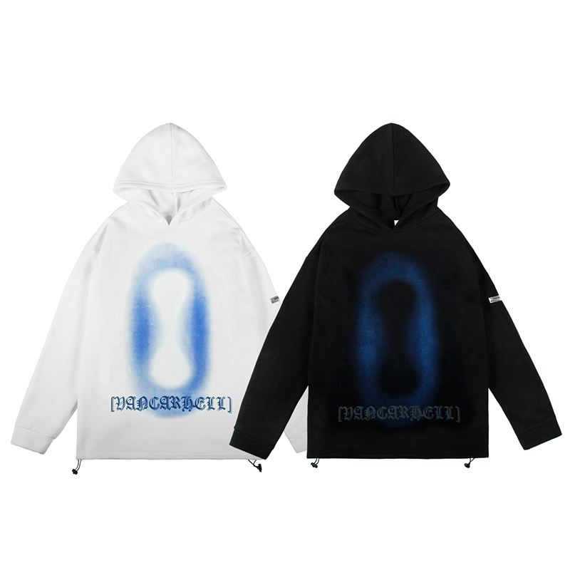 Fried Street Dark Letters Printed Polar Fleece Hoodie