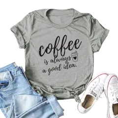 Creative Letter Printing Round Neck Cotton Short Sleeves - Grey - View 1