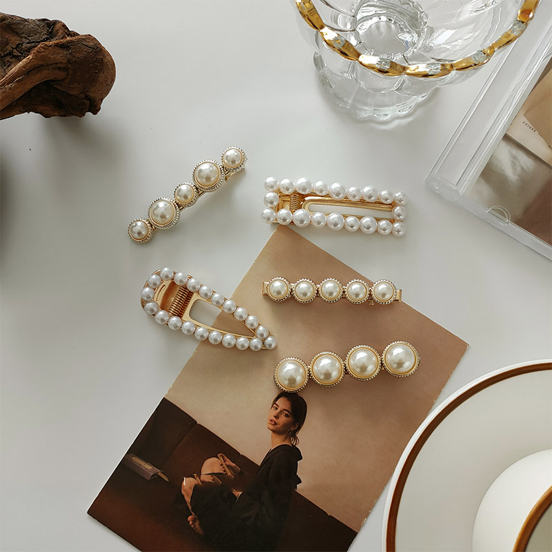 Sweet Pearl Marble Hairpins Styling Side Clips Barrette Hair Accessories