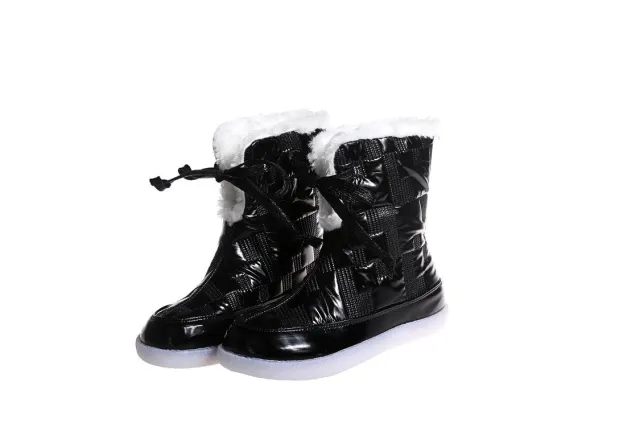 Fur Trimmed Snowshoe Short Barrel Cotton Boot Girl Black - Shop at LoveMi