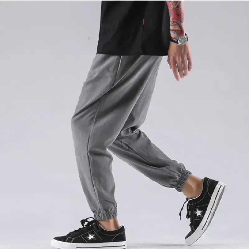 Men's Casual Ins Loose Trend Solid Color Harlan Feet Trousers