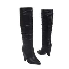 Women's Boots High Top Knight Boots Thick High Heels - Black - View 1