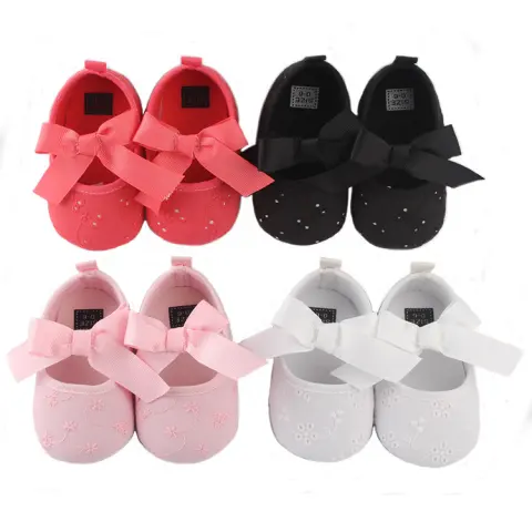 Baby Cotton Shoes Elastic Band Bow Walking
