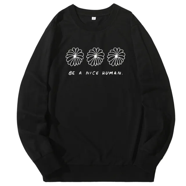 European and American Round Neck Sweater Women Black - Shop at LoveMi
