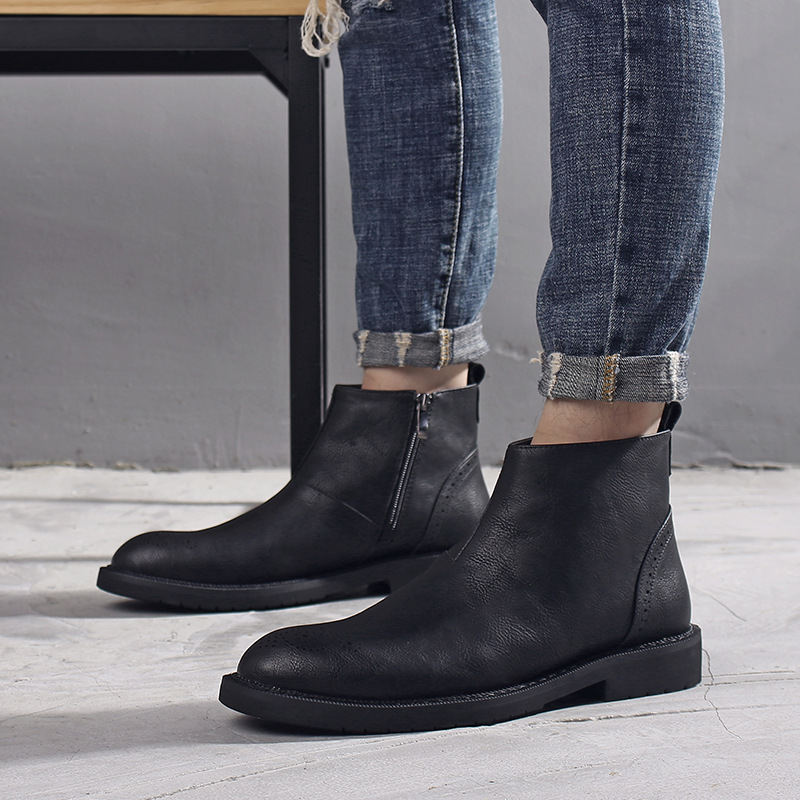 Trend Martin Boots Men's Fashion Tooling Boots Mid-Cut Shoes