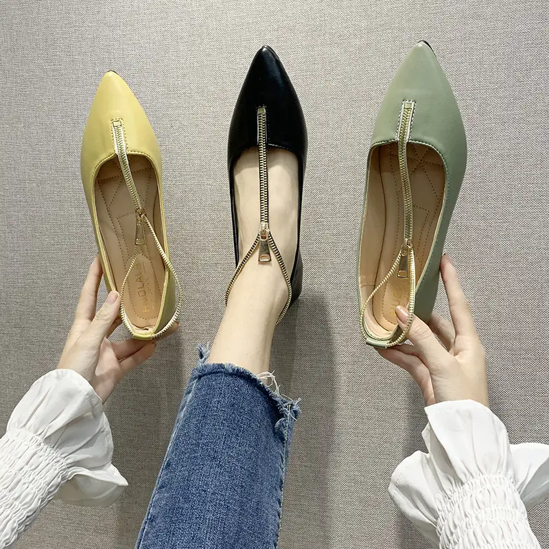 Western Style Zipper Ankle Strap Pointed Toe Women's Shoes