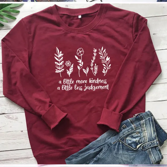 Women's Casual Sweater With Leaf Letter Printing Red - Shop at LoveMi