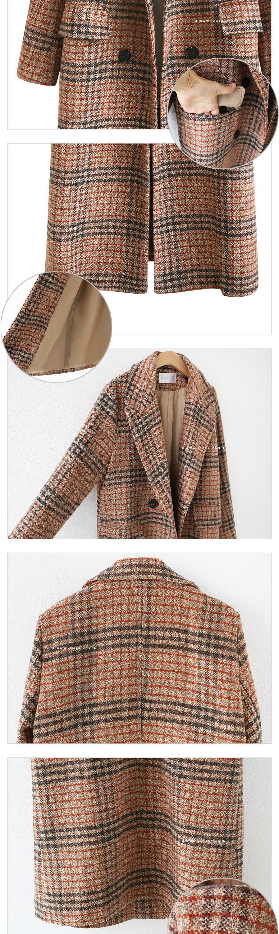 Plus Size Women's Plaid Long Sleeve Lapel Coat
