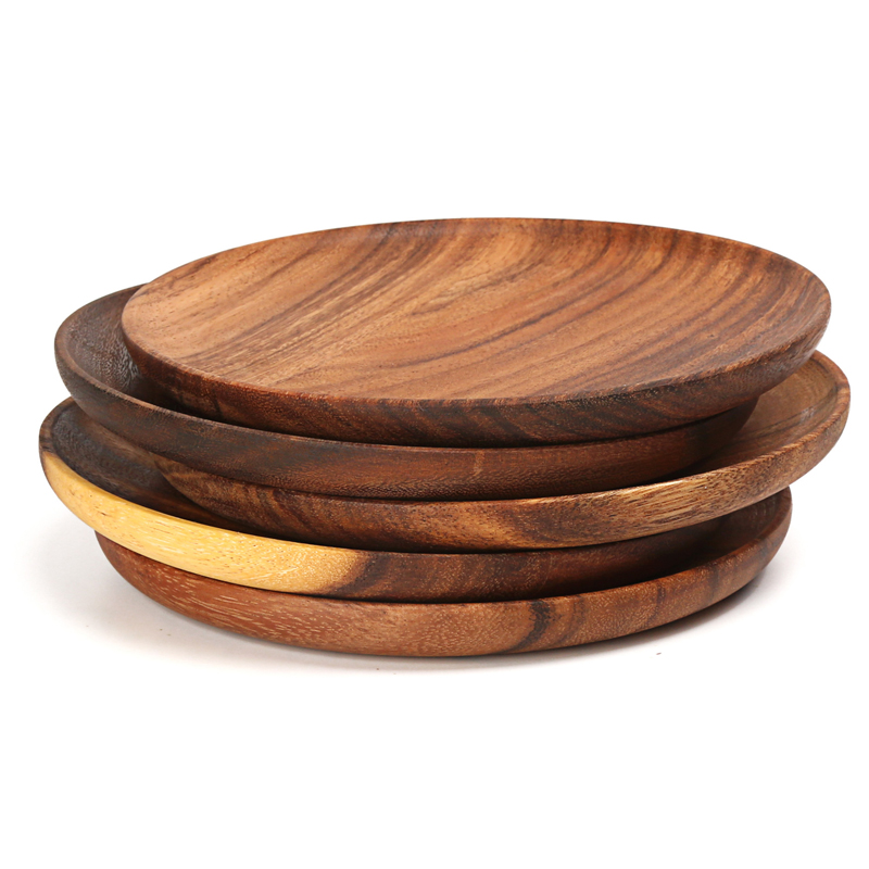 Creative Acacia Wood Log Saucer Coffee Shop Tray