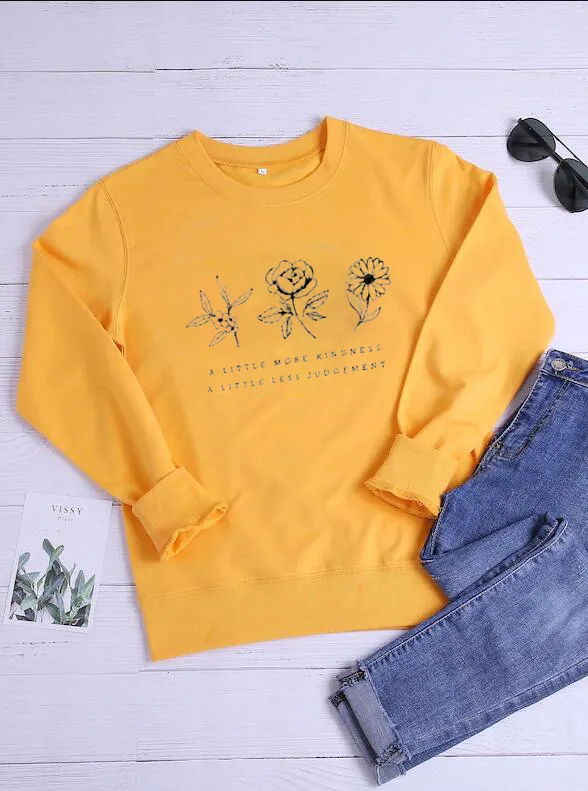 A Little More Kindness Europe and America Hoodie Yellow - Shop at LoveMi
