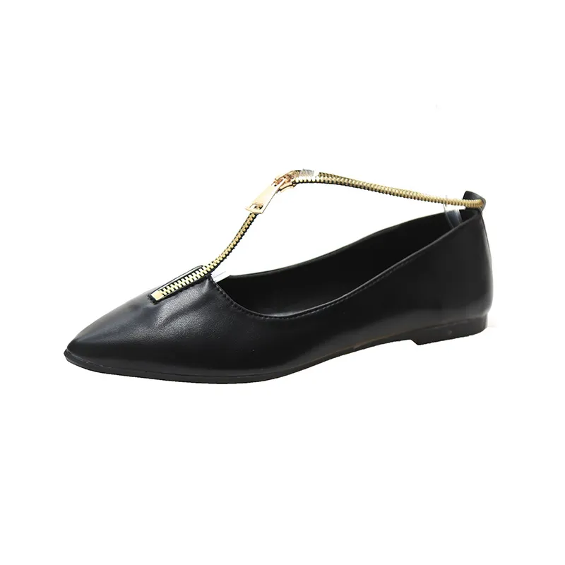 Western Style Zipper Ankle Strap Pointed Toe Women's Shoes - Black