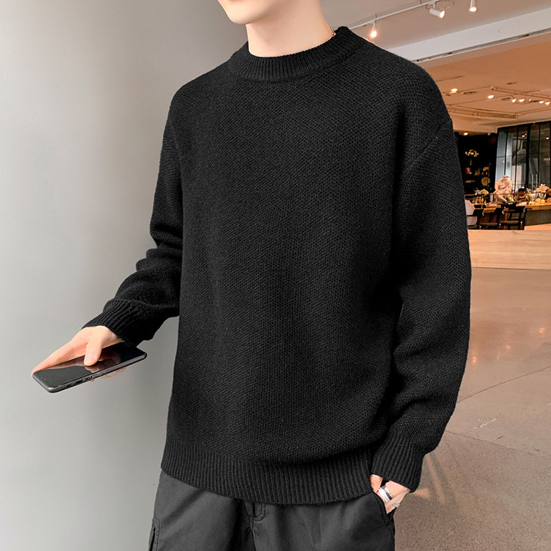 Men's Round Neck Warm Loose Sweater Base Shirt