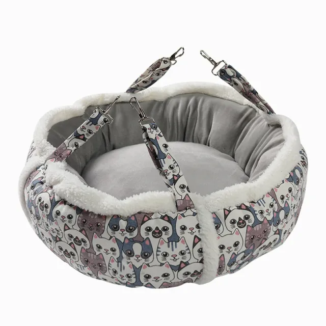 Cat Hammock Hanging Nest Semi Enclosed Cat Cage Hammock Cat Nest Grey Round - Shop at LoveMi