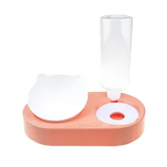 Double Bowl Automatic Drinking Dog Basin Dog Pet Supplies Large - Pink - View 1
