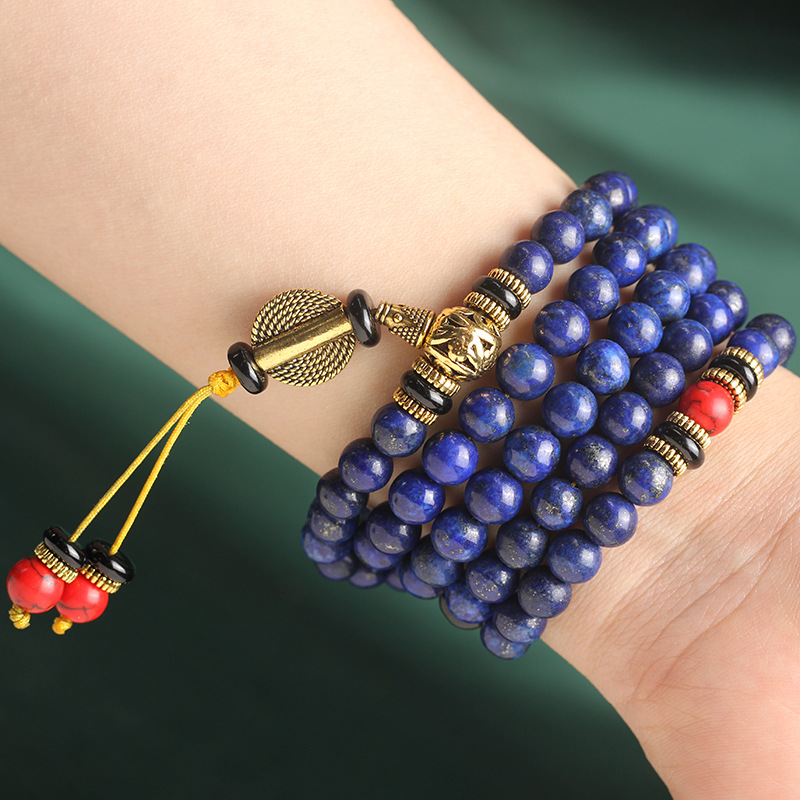 Natural 5A Imperial Lapis Lazuli 108 Beads Bracelet — foto 5