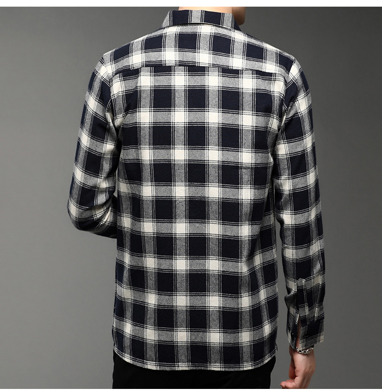 Casual Lapel Plaid Men's Long Sleeve Shirt