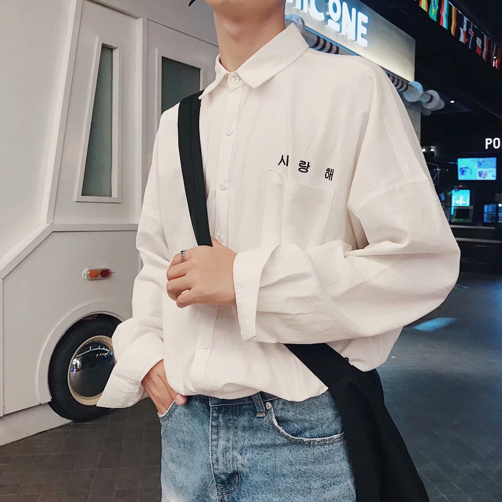 Men's Shirt Embroidered With Long Sleeves