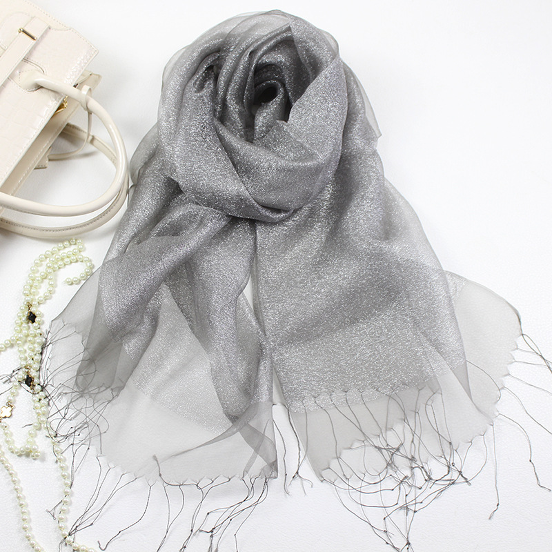 Fashionable And High Grade Lady Silk Double Layer Elegant Silk Scarf