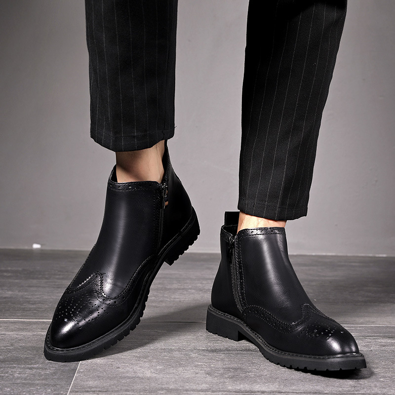 Carved Business Casual Cross-border Plus Size Short Boots Leather Boots