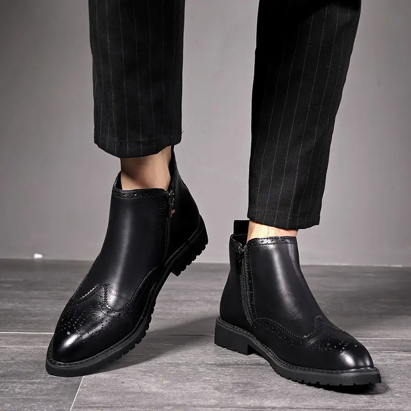 Carved Business Casual Cross-border Plus Size Short Boots Leather Boots