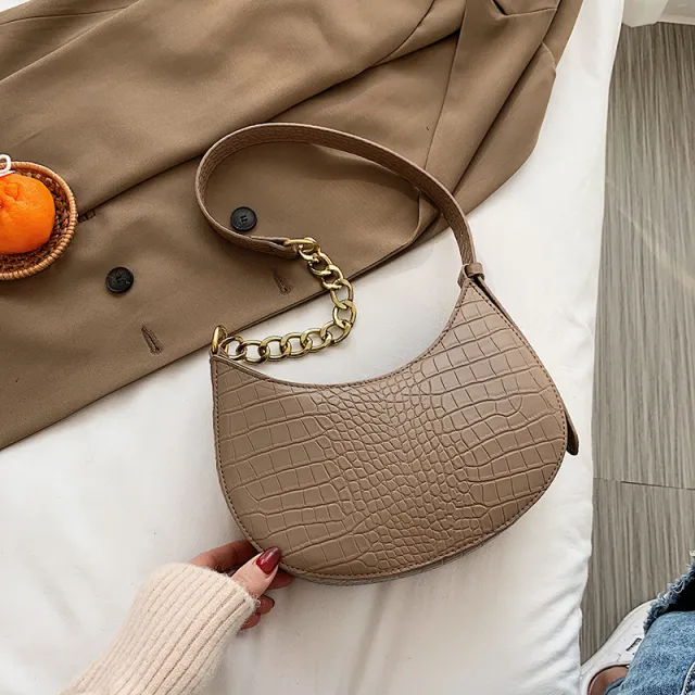 Stone Pattern Fashion Underarm Shoulder Messenger Bag Khaki - Shop at LoveMi