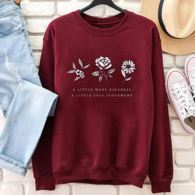 A Little More Kindness Europe and America Hoodie Wine Red - Shop at LoveMi