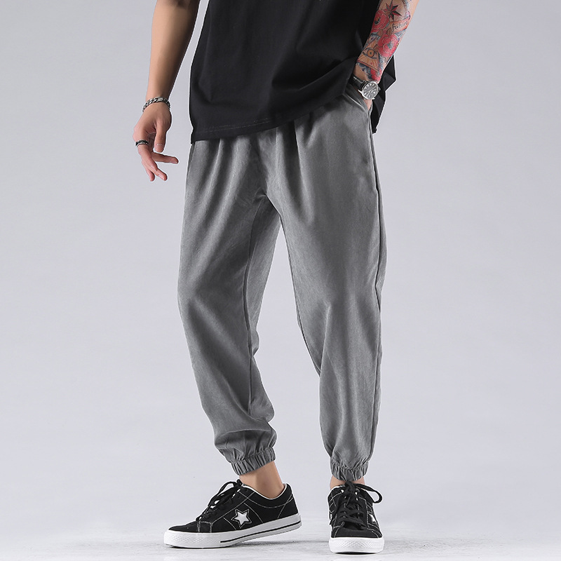 Men's Casual Ins Loose Trend Solid Color Harlan Feet Trousers