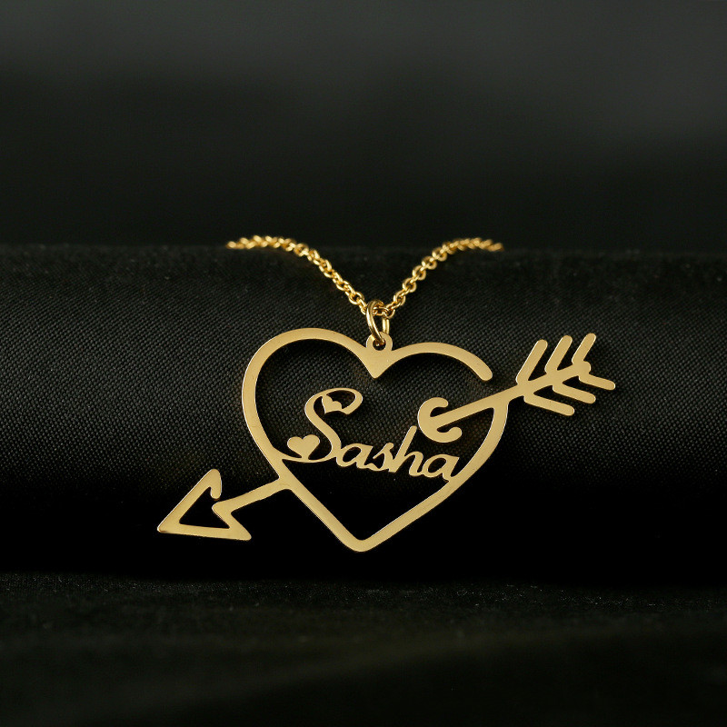 Customized One Arrow Piercing Name Necklace