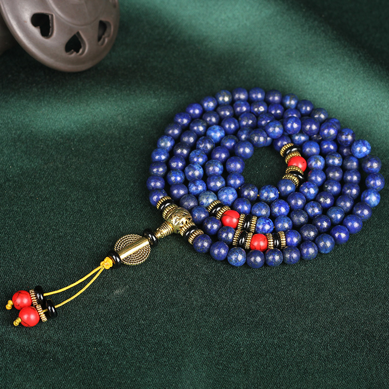 Natural 5A Imperial Lapis Lazuli 108 Beads Bracelet — foto 3