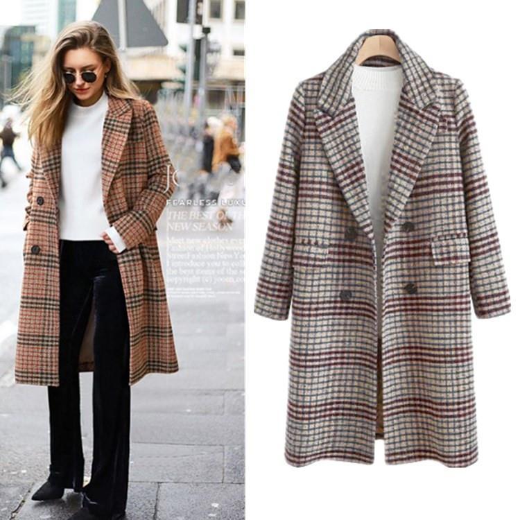 European and American Solid Color Long Coat