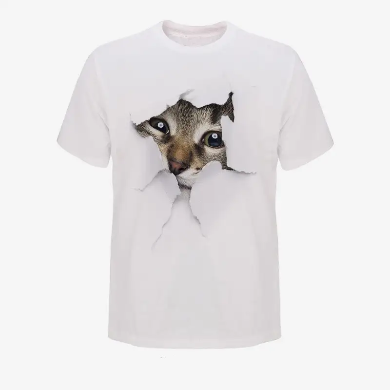 Cat Pattern 3D Printed Men's T-shirt Short Sleeves
