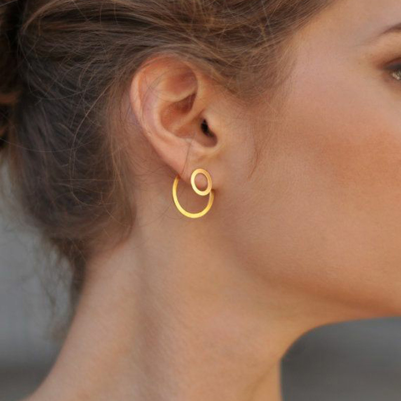 Trend Ins Wind  Geometric Double Round Earrings