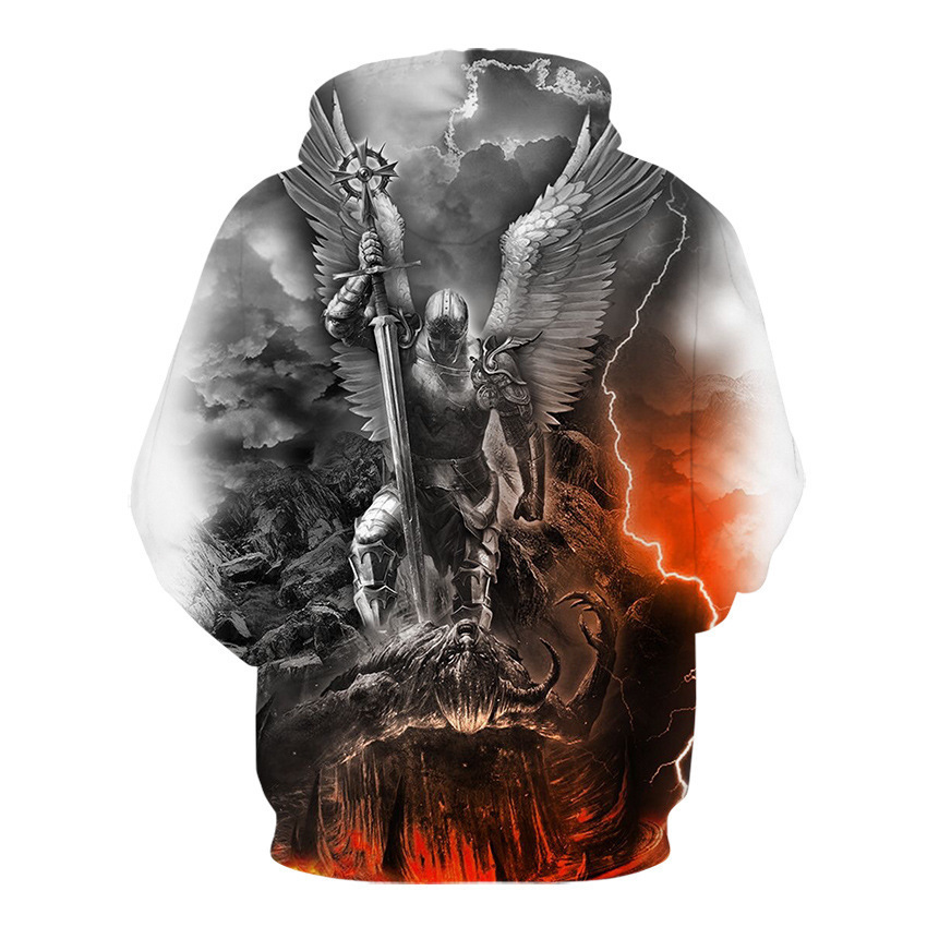 Trendy Print Hoodie Skull Head Men's All-match Baseball Uniform