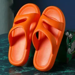 Non-Slip Deodorant Thick-Soled Bath Indoor Slippers Female Summer - Orange - View 1