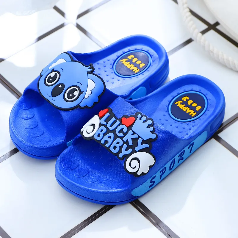 Cartoon Indoor Soft Bottom Home Parent-Child Sandals - Blue