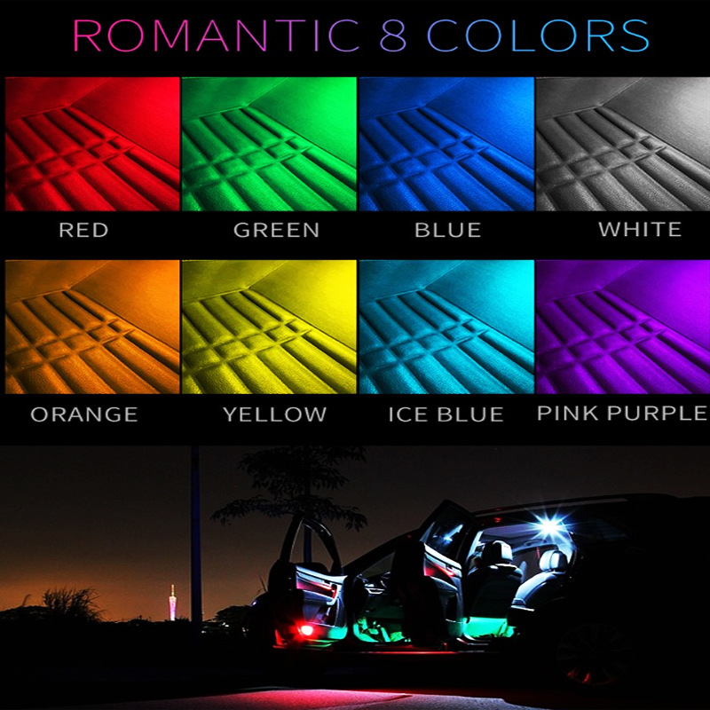 Cool LED Car Atmosphere Lights One for Four Colorful — foto 5