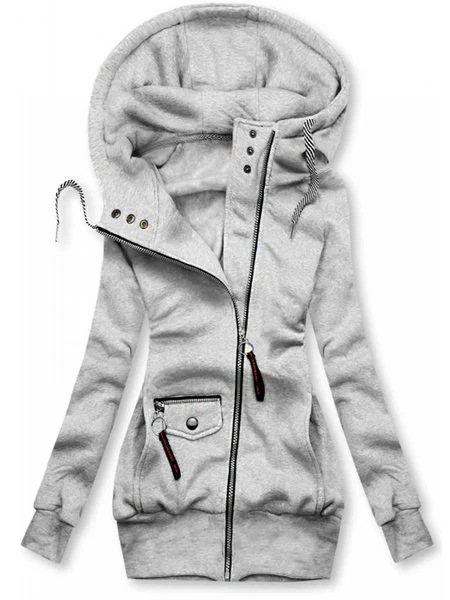 Stitched Drawstring Hooded Slim Fashion Jacket