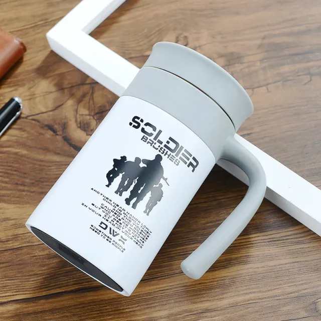 Men's Thermos Mug with Tea Strainer Handle Office White - Shop at LoveMi