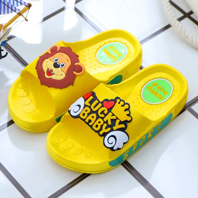 Cartoon Indoor Soft Bottom Home Parent-Child Sandals - Yellow