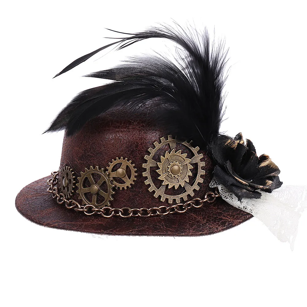 Halloween Gothic Mini Top Hat Steampunk Little Hat - Brown