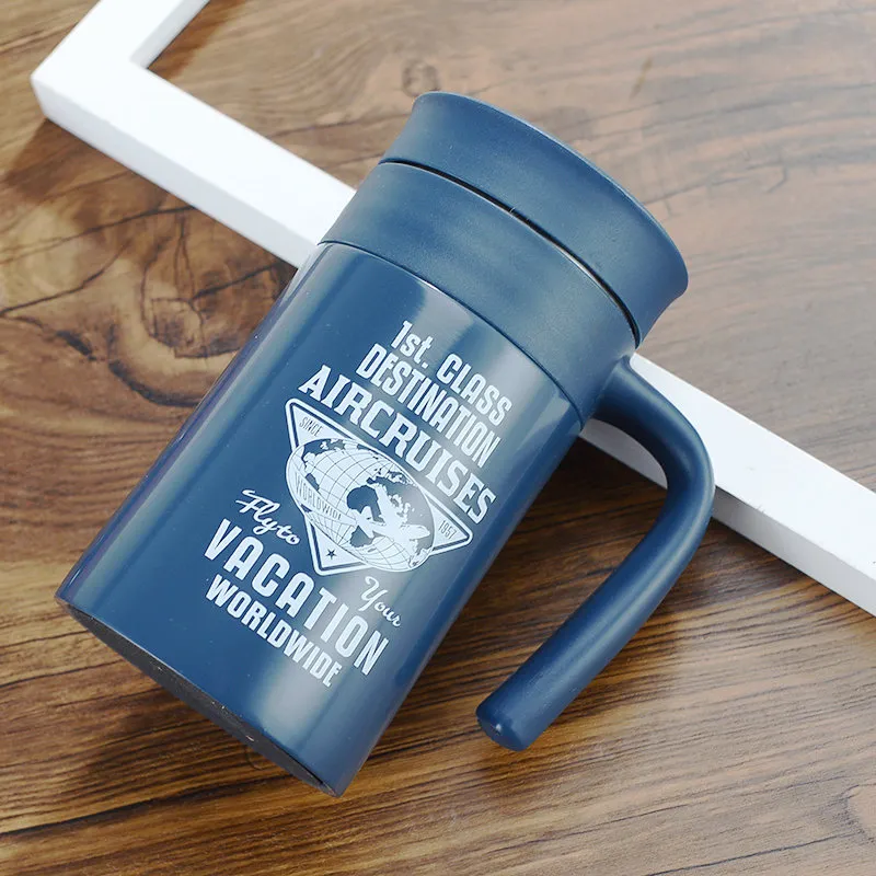 Men's Thermos Mug with Tea Strainer Handle Office - Blue