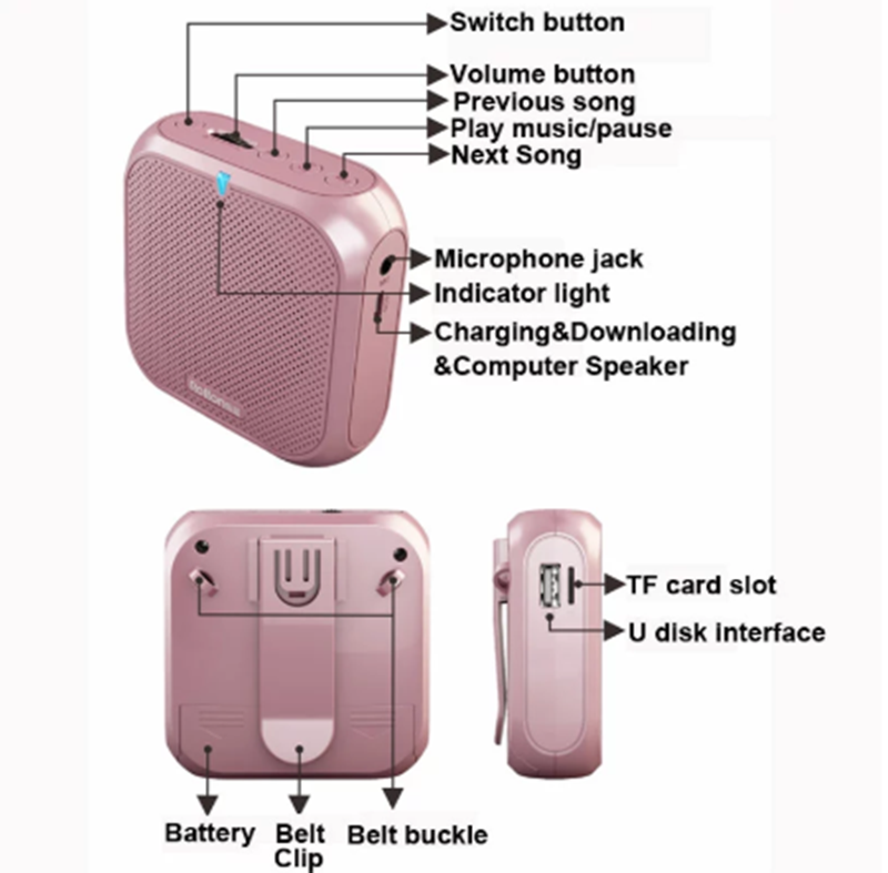 Mini Bee Loudspeaker Dedicated Wired Waistband