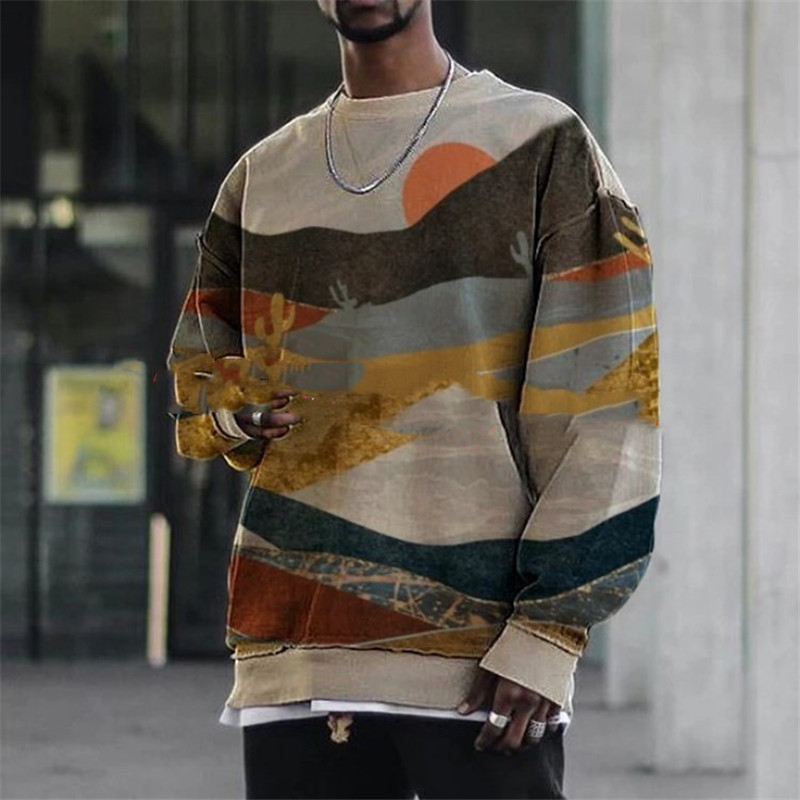 Men's Landscape Print Casual Sports Sweatshirt