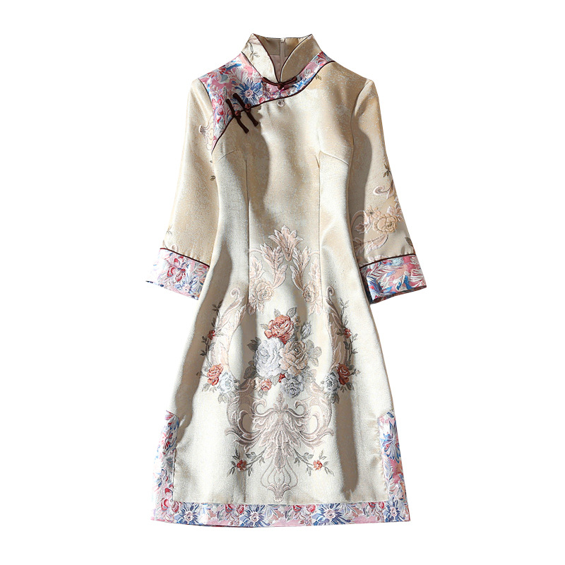 Embroidered Brocade Cheongsam Dress, picture 5 of 5