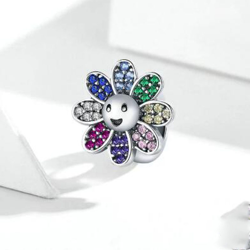 S925 Sterling Silver Bracelet Beaded Flowers Loose Beads