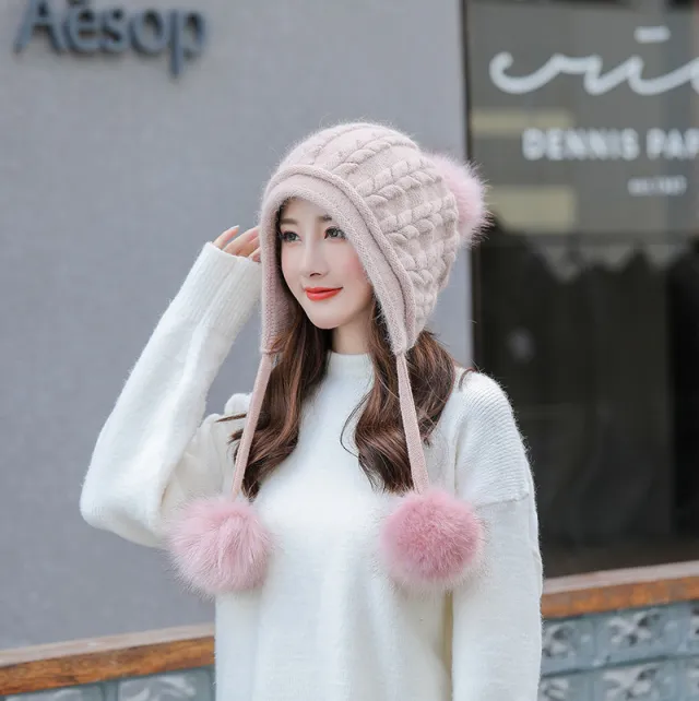New Hat Women Winter Fashion Knitted Hat Cute and Warm Pink - Shop at LoveMi
