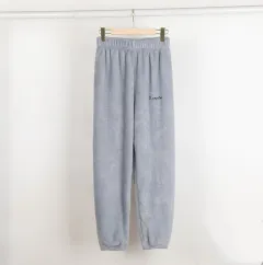 Korean Style Warm Coral Fleece Casual Loose Pajamas - Grey - View 1