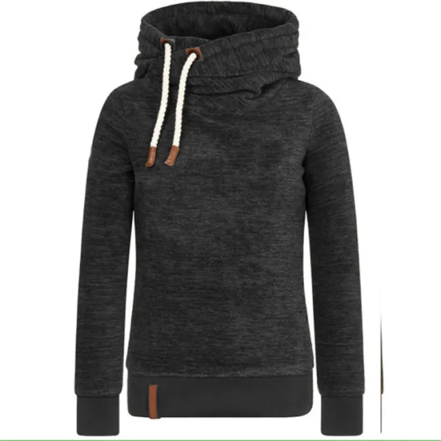 Women's Long Sleeved Hooded Stitching Sweater Black - Shop at LoveMi